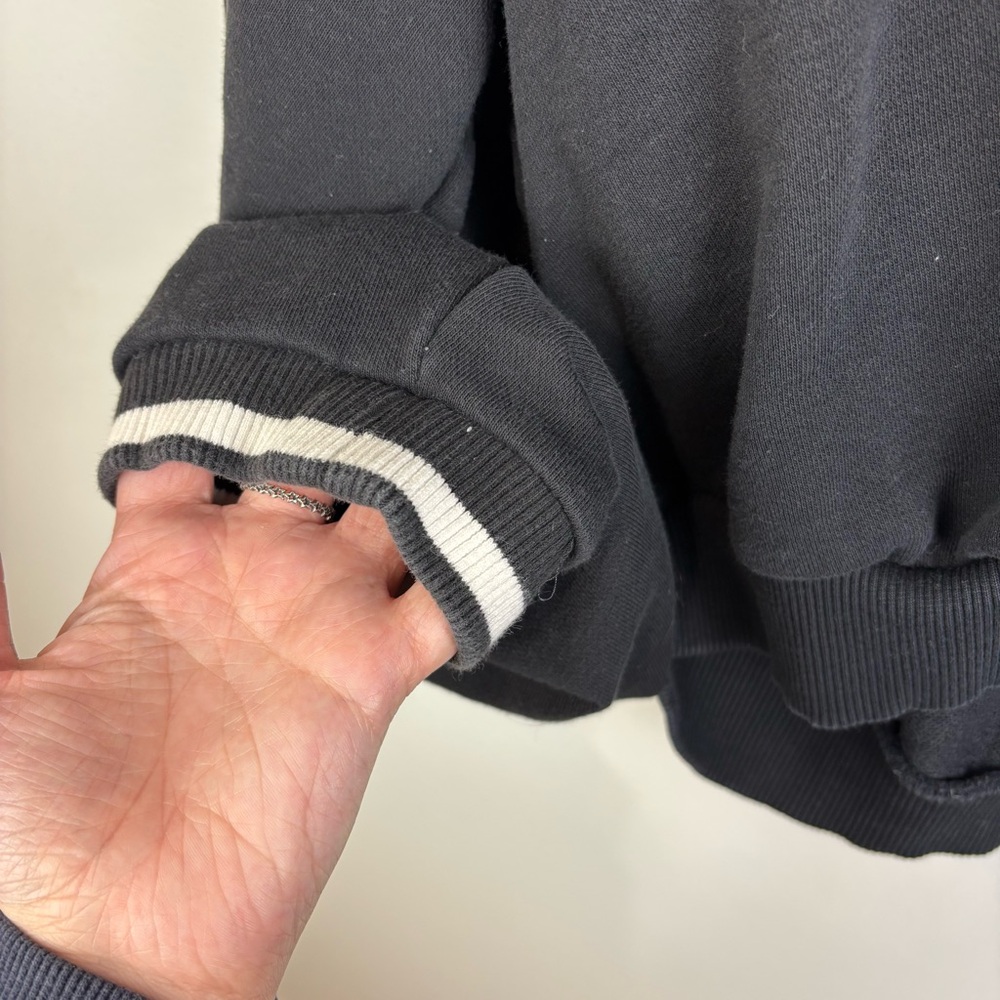 Adidas Cropped Varsity Crewneck Sweatshirt Black - Picture 4 of 5